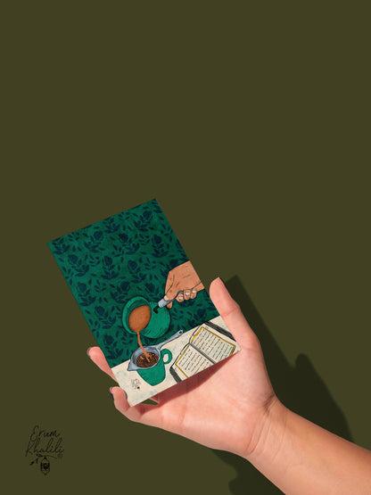 Tea & Quran Card – South Asian Chai Illustration