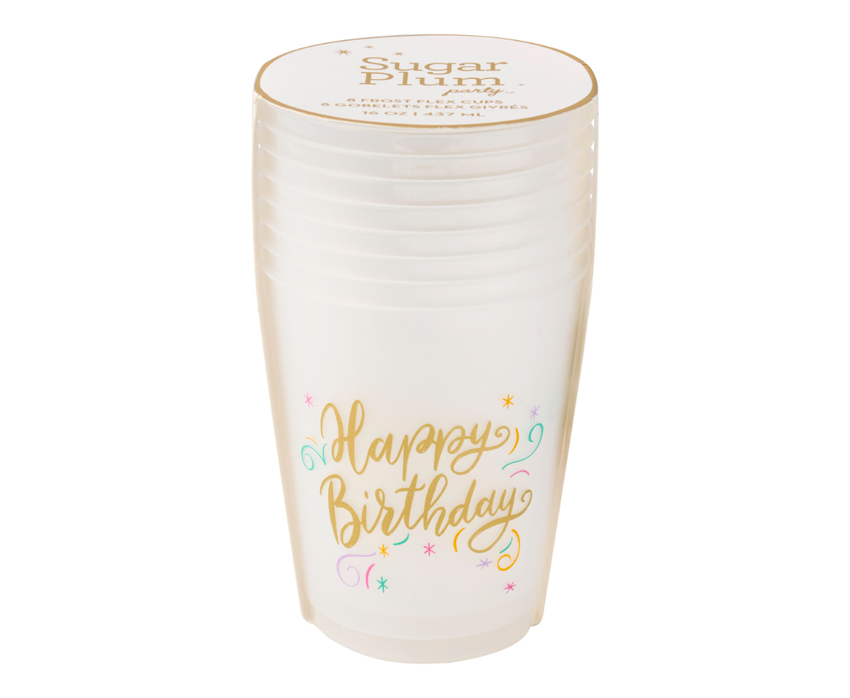 Cocktail Cheers Frost Flex Cups/8pk - Happy Birthday