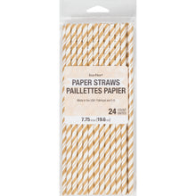 Striped Paper Straws 24ct - Gold