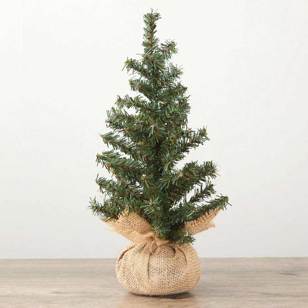 12" Artificial Pine Trees with Burlap Base