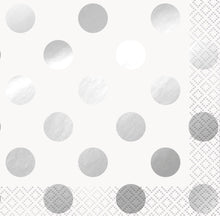 Silver Foil Dots Beverage Napkins 16ct - Foil Stamping