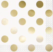 Gold Foil Dots Beverage Napkins 16ct - Foil Stamping