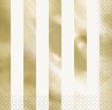 Gold Foil Stripes Luncheon Napkins 16ct - Foil Stamping