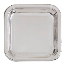 Silver Foil Square 7in Dessert Plates 8ct