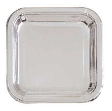 Silver Foil Square 9in Dinner Plates 8ct