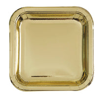 Gold Foil Square 7in Dessert Plates 8ct