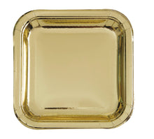 Gold Foil Square 9in Dinner Plates 8ct