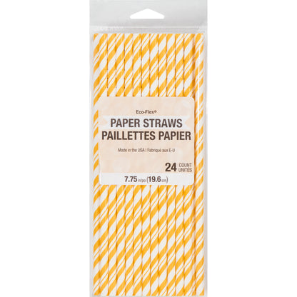 Striped Paper Straws 24ct - Yellow