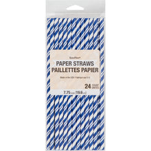 Striped Paper Straws 24ct - Blue