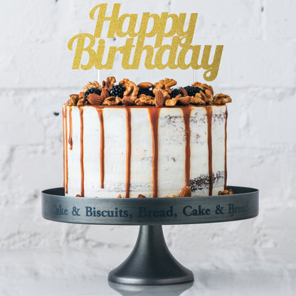 Gold Glitter Happy Birthday Cake Topper