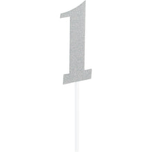 Silver Number Cake Topper 6in