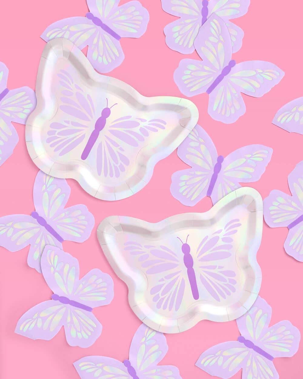 Butterfly Iridescent Plates 25ct
