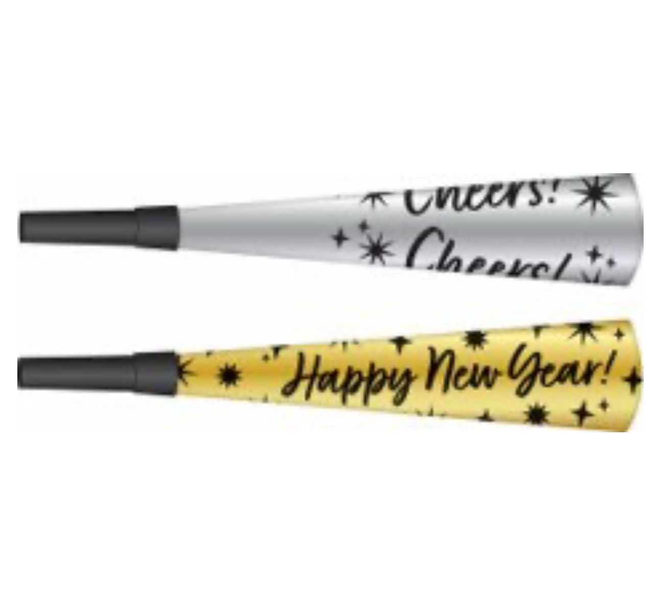 NYE Foil Horns - Black, Silver, Gold 24ct