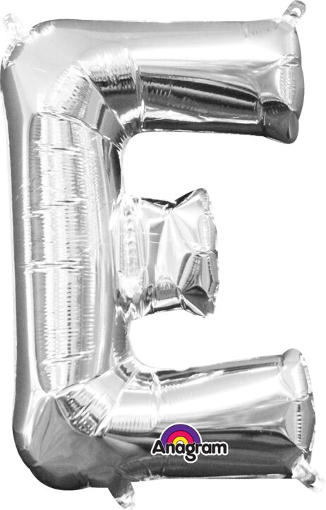 14in Silver Letter E Shaped Foil Balloon