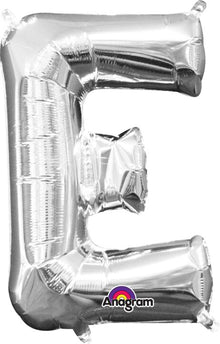 14in Silver Letter E Shaped Foil Balloon