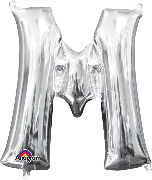 14in Silver Letter M Shaped Foil Balloon