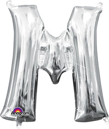 14in Silver Letter M Shaped Foil Balloon