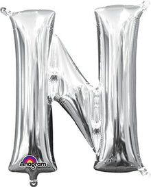 16in Silver Letter N Shaped Foil Balloon