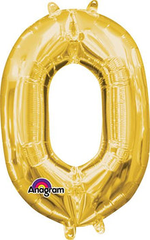 16in Air-Filled Number Balloons: Gold