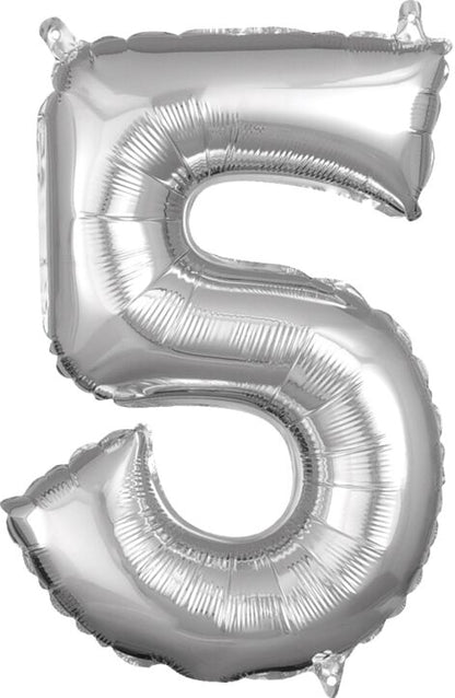 16in Number Balloons: Silver