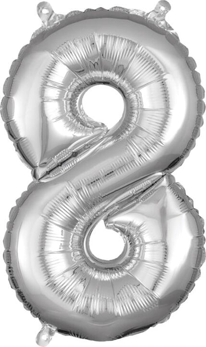 16in Number Balloons: Silver