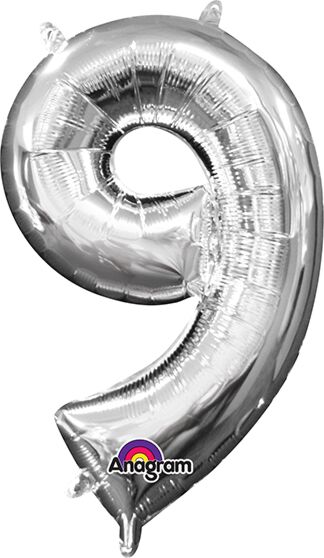 16in Number Balloons: Silver