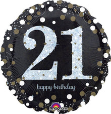 #086 Sparkling Birthday 21 18in Balloon