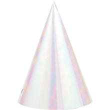 Rainbow Foil Iridescent Cone Hats 8ct