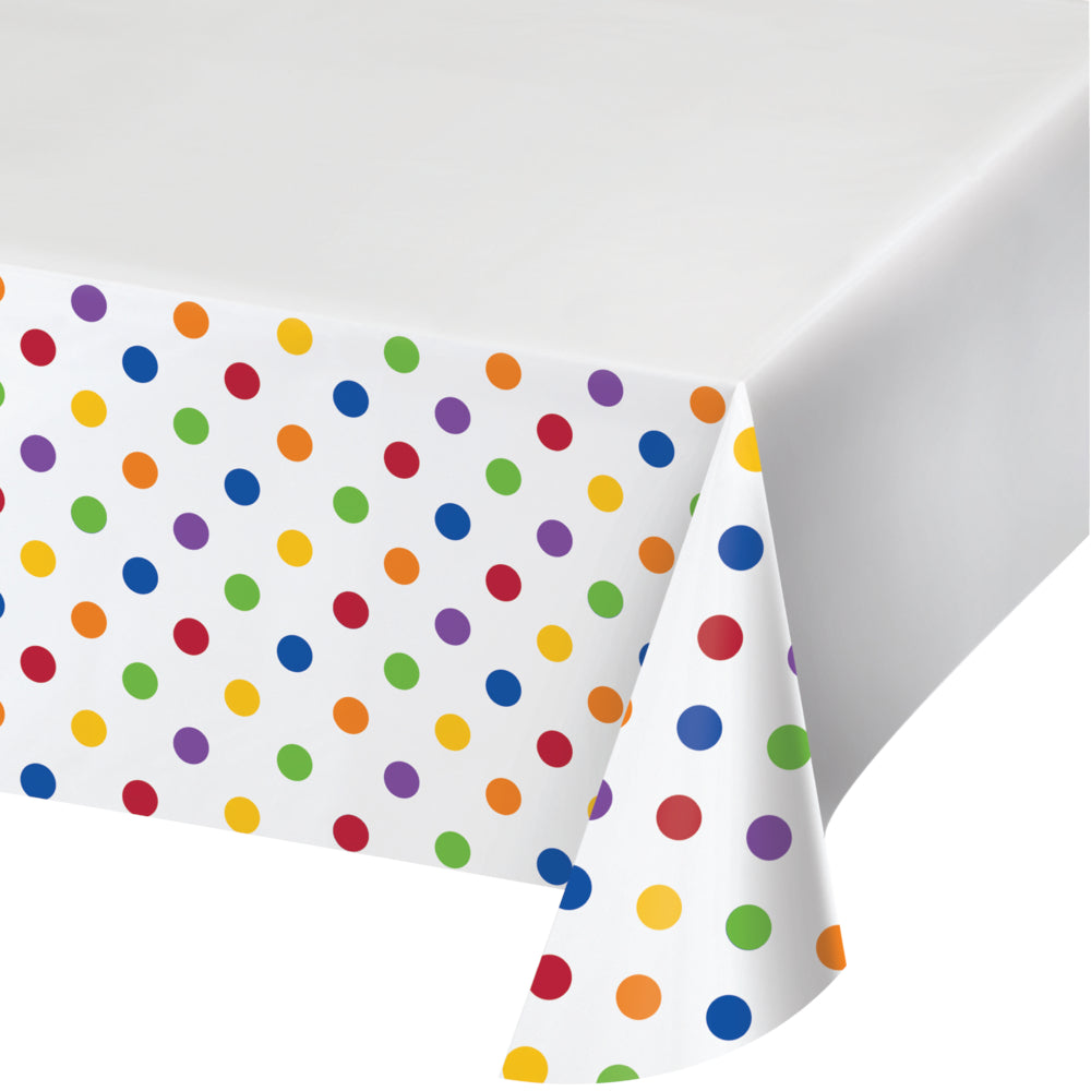 Dots & Stripes Multicolor Plastic Table Cover 54" x 102"