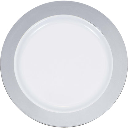 Premium Plastic Silver Rim Plates 10ct