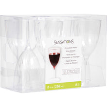 8 oz. Clear Plastic 1-piece Wine Glasses 8ct