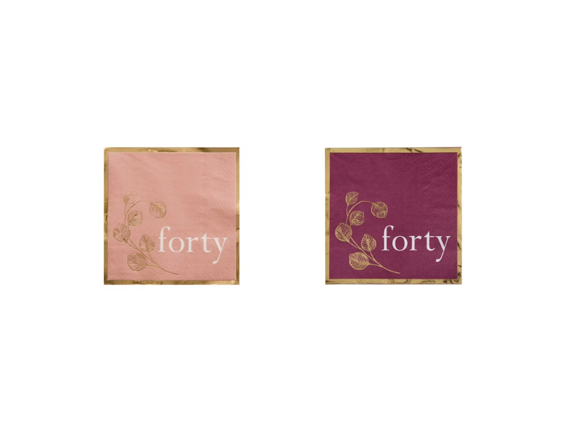40th Cocktail Napkins - 20 Pk. - 2 Color Options
