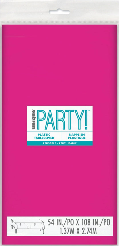 Neon Pink Plastic Rectangle Table Cover 54" x 108"