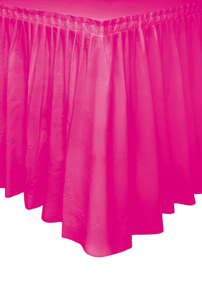 Neon Pink Plastic Table Skirt 29" x 21 ft.