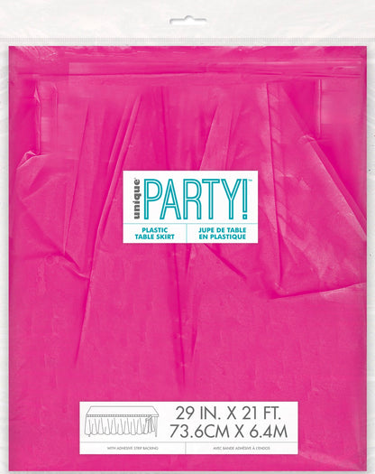 Neon Pink Plastic Table Skirt 29" x 21 ft.