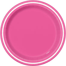 Hot Pink Thin Stripes Round 9 Dinner Plates 8ct