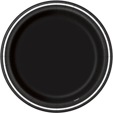 Black Thin Stripes Round 9 Dinner Plates 8ct