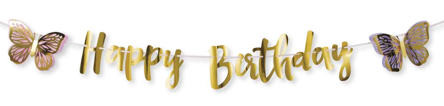 Butterfly Shimmer Letter Ribbon Banner, Foil