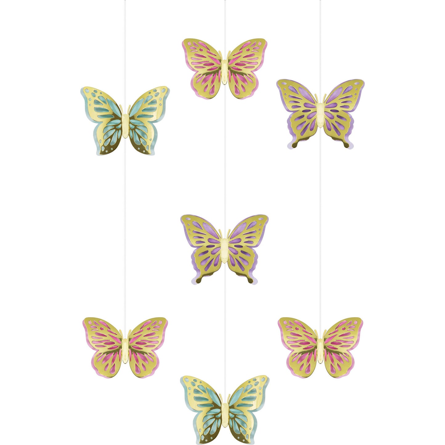 Butterfly Shimmer Hanging Cutouts, Foil 3ct