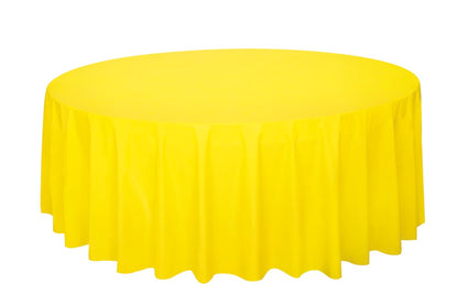 Yellow Plastic Round Table Cover 84"