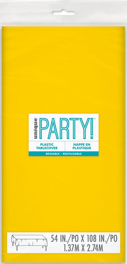 Sunshine Yellow Plastic Rectangle Table Cover 54" x 108"