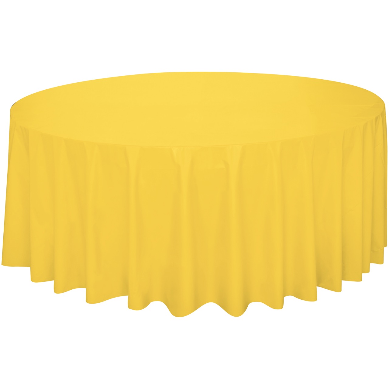 Sunshine Yellow Plastic Round Table Cover 84"