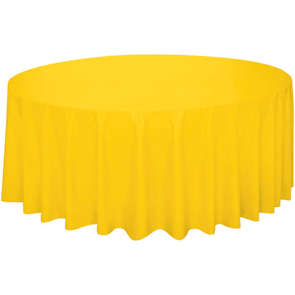 Sunshine Yellow Plastic Round Table Cover 84"
