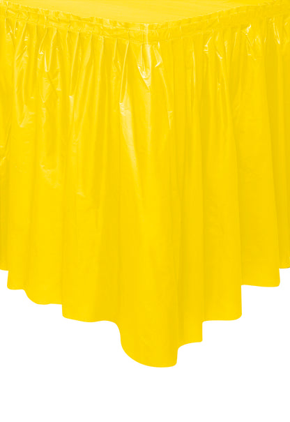 Sunshine Yellow Plastic Table Skirt 29" x 21 ft.