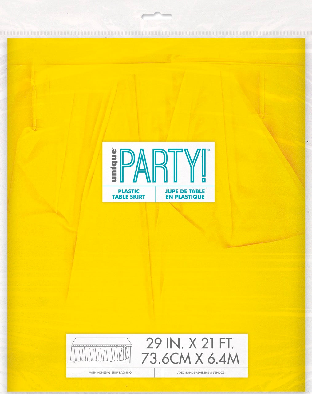 Sunshine Yellow Plastic Table Skirt 29" x 21 ft.