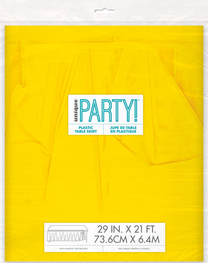 Sunshine Yellow Plastic Table Skirt 29" x 21 ft.