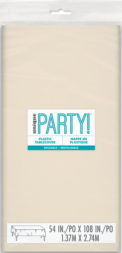 Vanilla Creme Plastic Rectangle Table Cover 54" x 108"