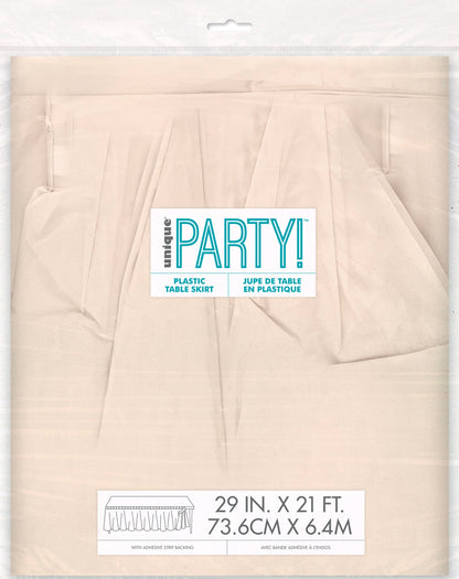 Vanilla Crème Plastic Table Skirt 29" x 21 ft.