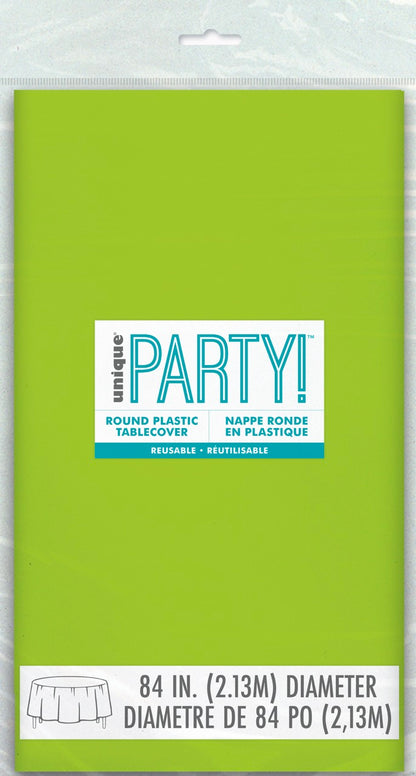 Kiwi Green Plastic Round Table Cover 84"