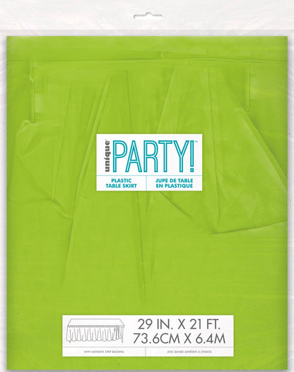 Kiwi Green Plastic Table Skirt 29" x 21 ft.